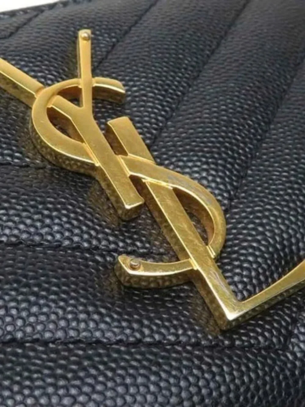 Auth SAINT LAURENT Zip Around Long Wallet Black/Gold Leather/Metal - h31776g - Picture 9 of 15